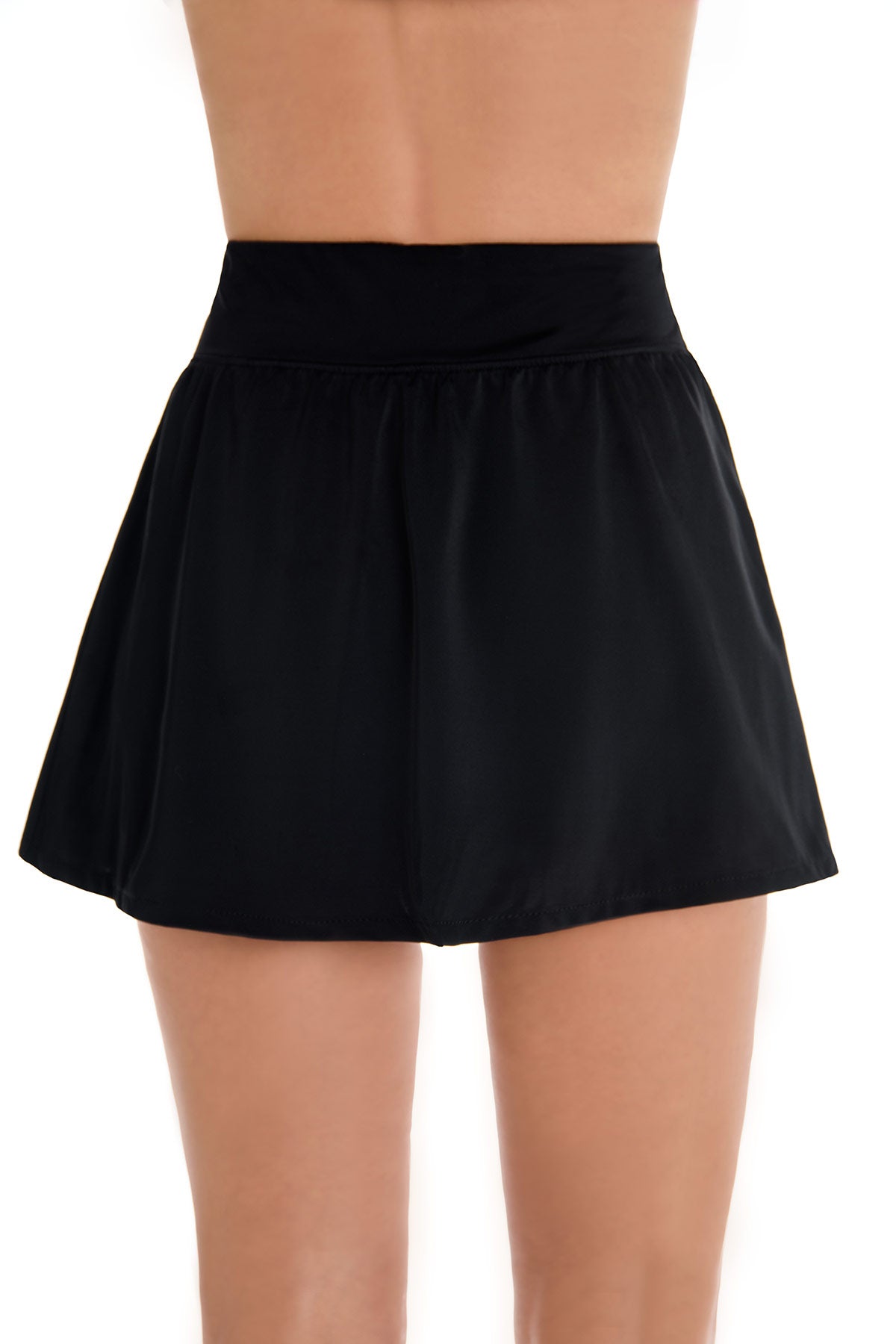 Back of black swim skort
