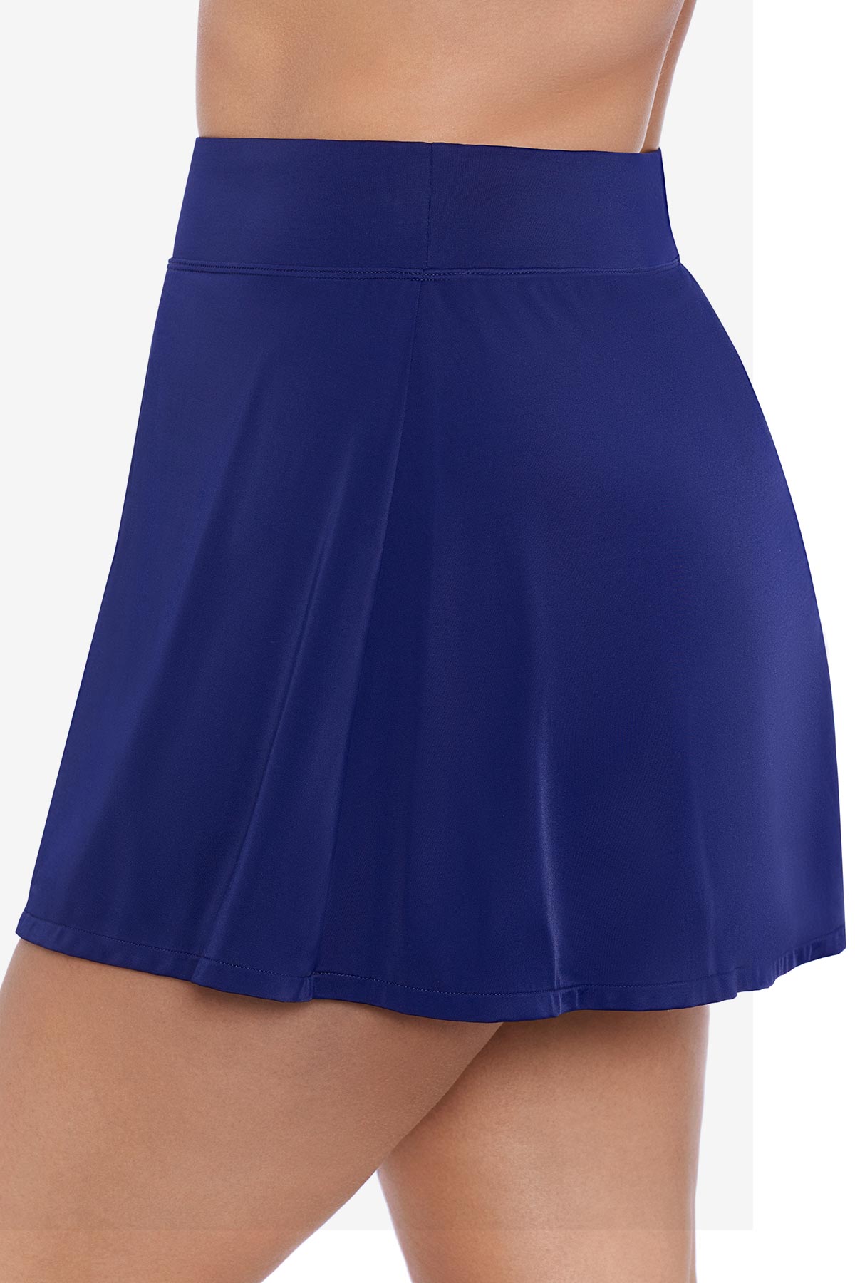 Side view of navy-blue swim skirt