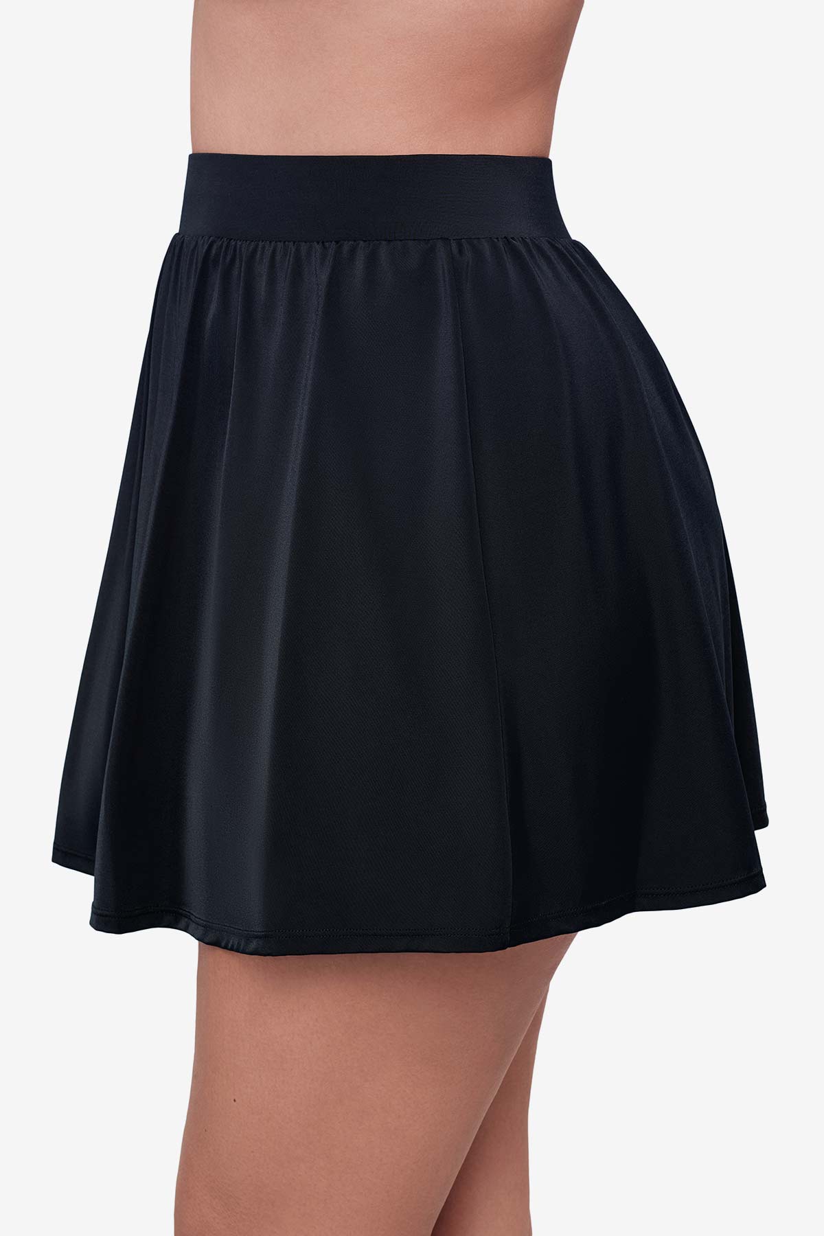 Side of black swim skirt
