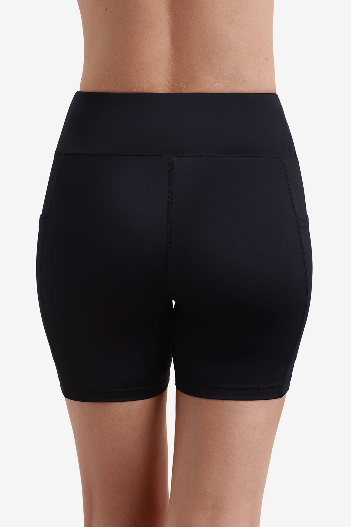 Back view of black yoga swim pants