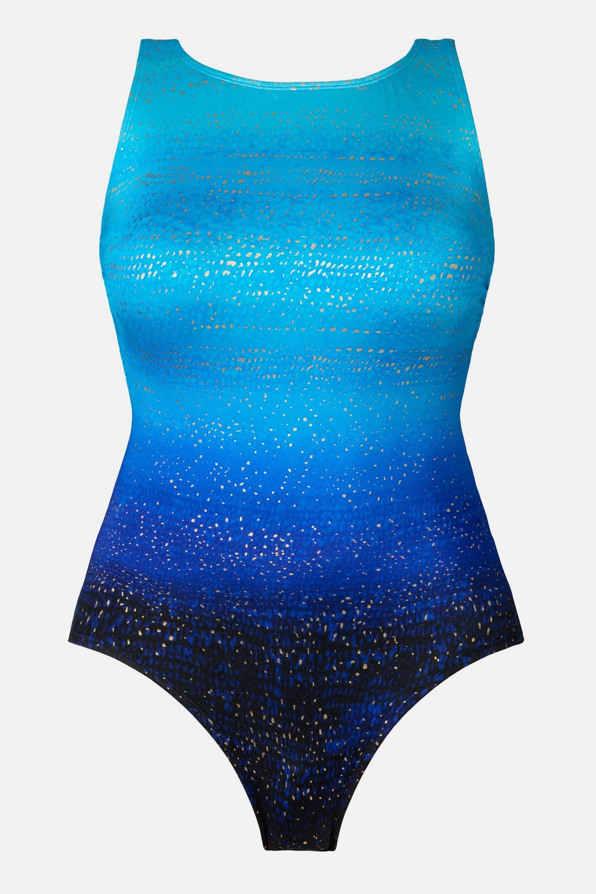 Blue ombre one-piece swimsuit with shimmer detail