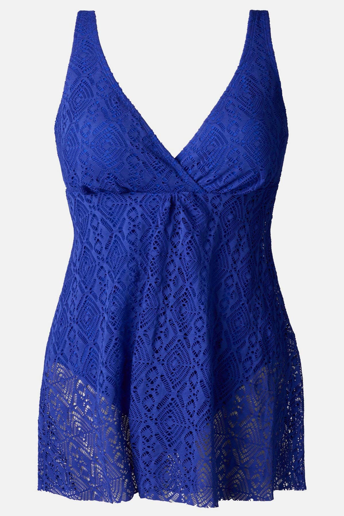 Blue crocheted swim dress