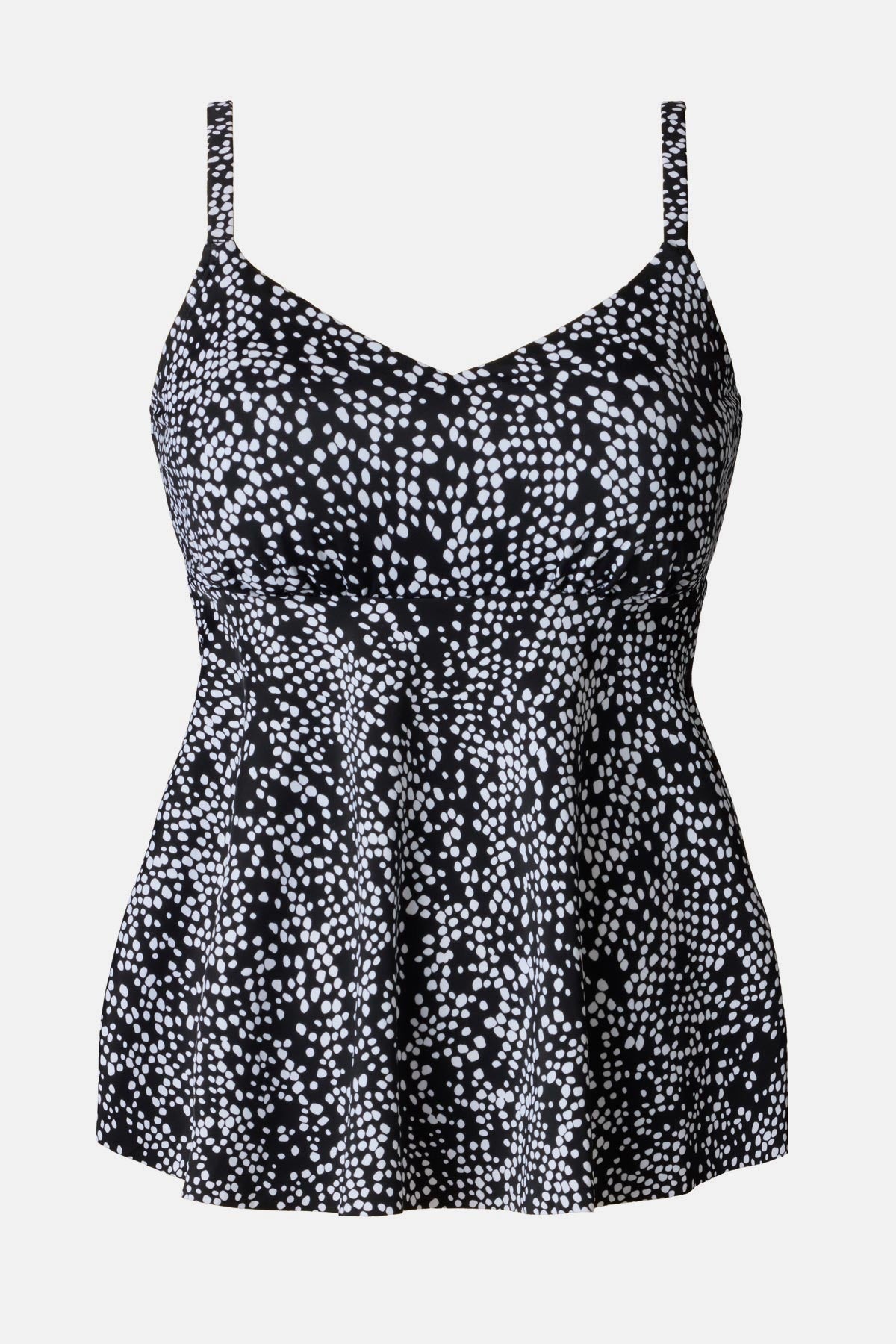 Black and white dotted print tankini top