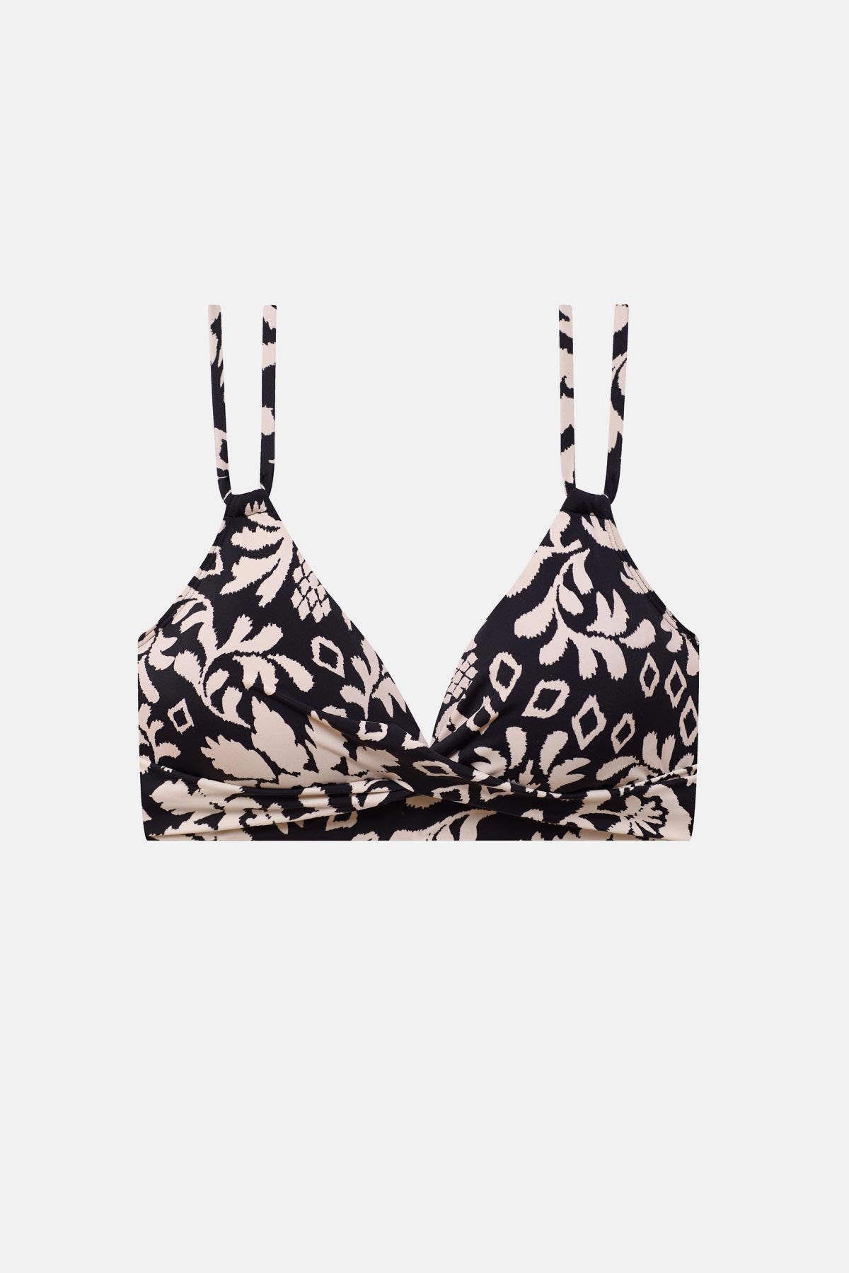 Black and white palm tree printed bikini top