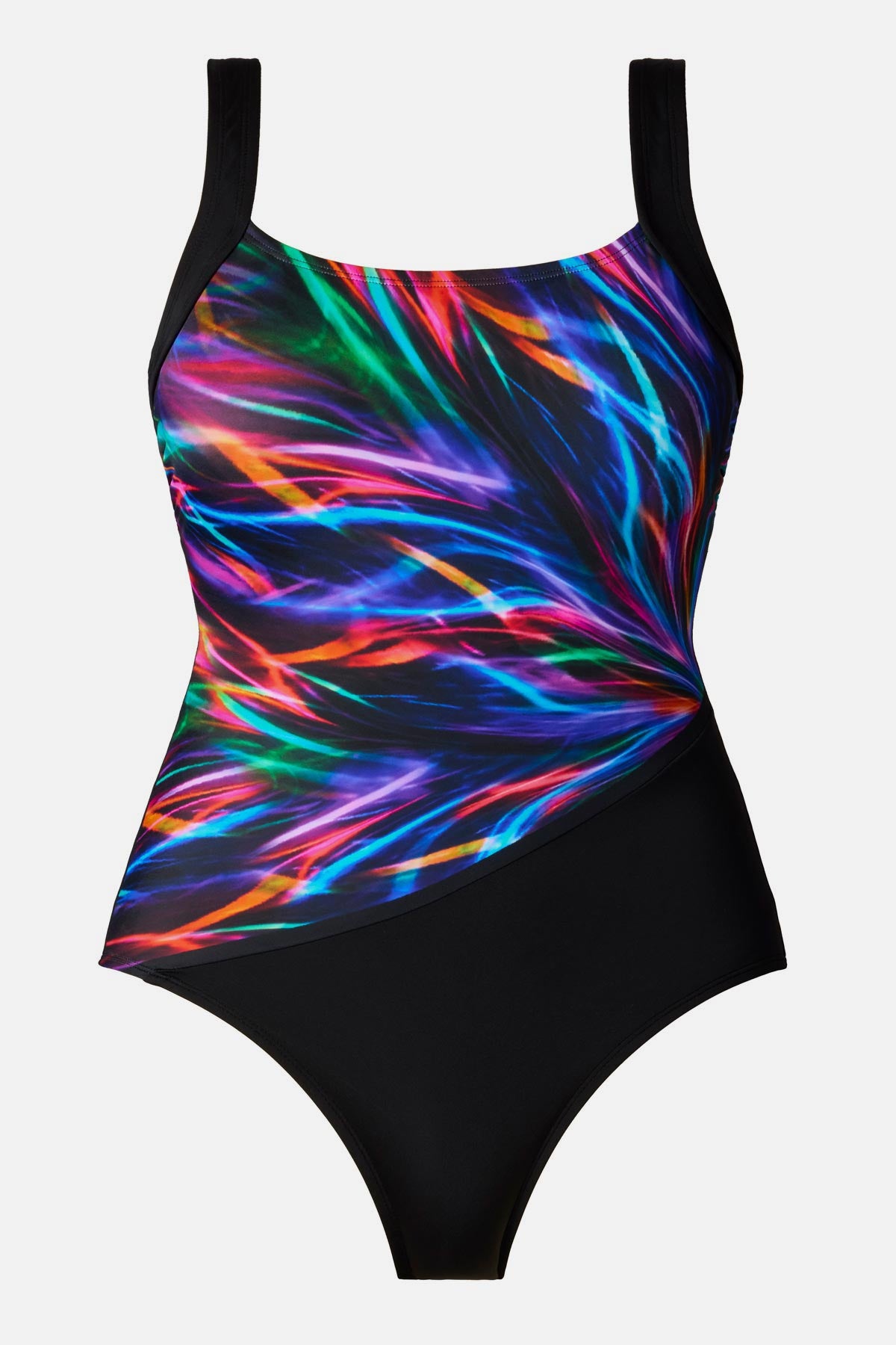 Electric rainbow printed one-piece swimsuit