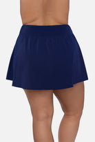 Back view of navy blue swim skirt