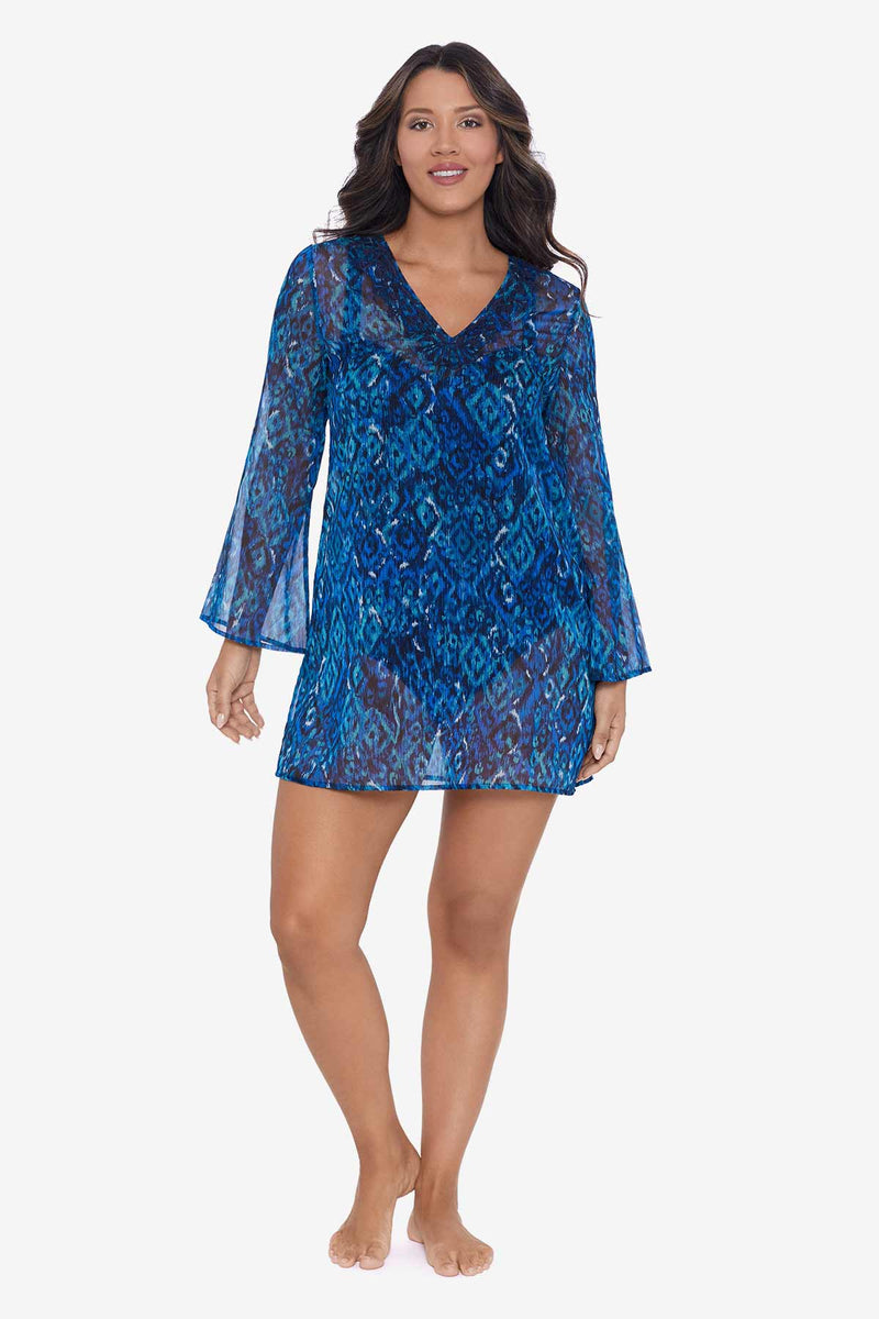 Embroidered Swim Cover Up Dress Bali Brocade Longitude Swim
