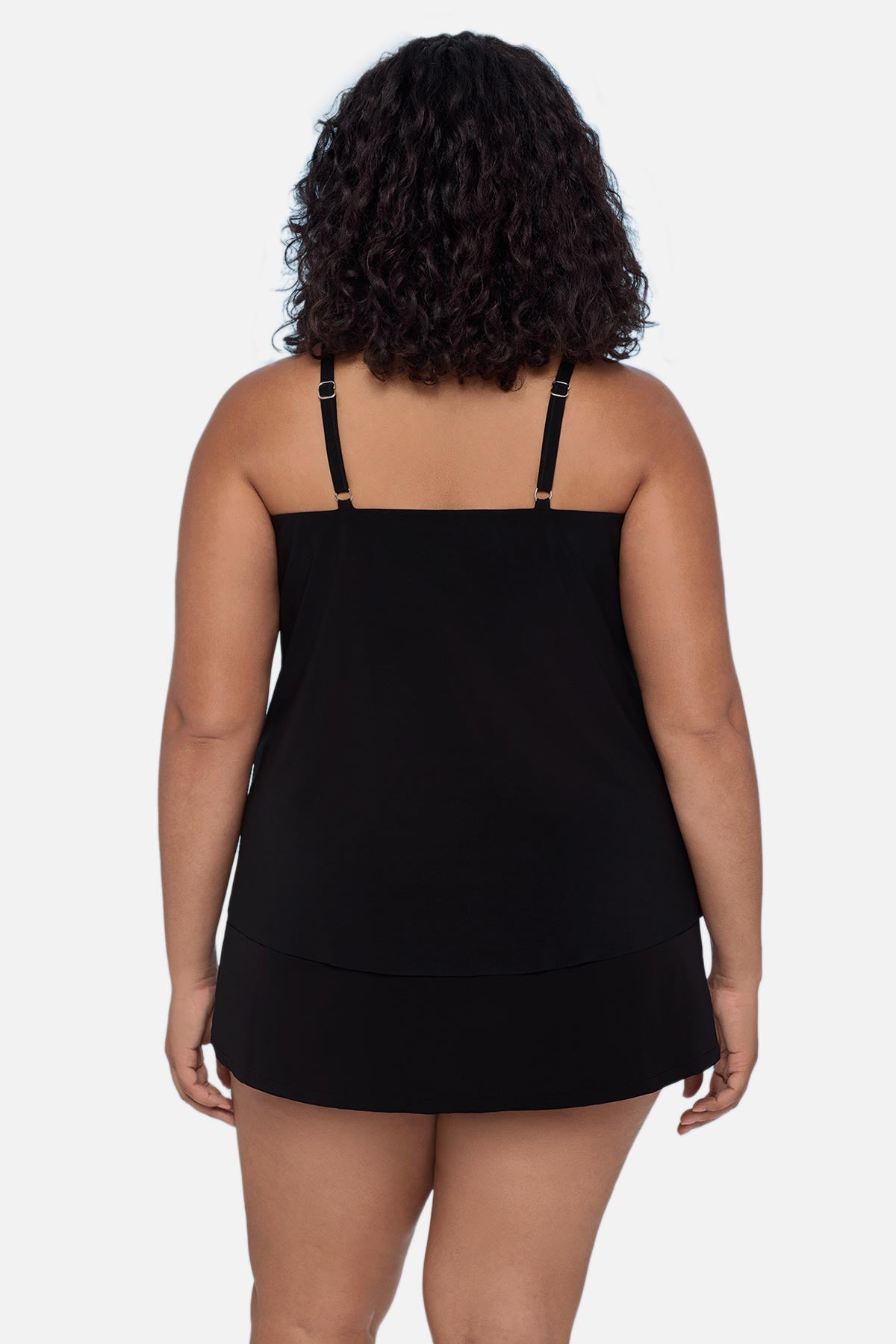 Woman turned away wearing a tankini top 