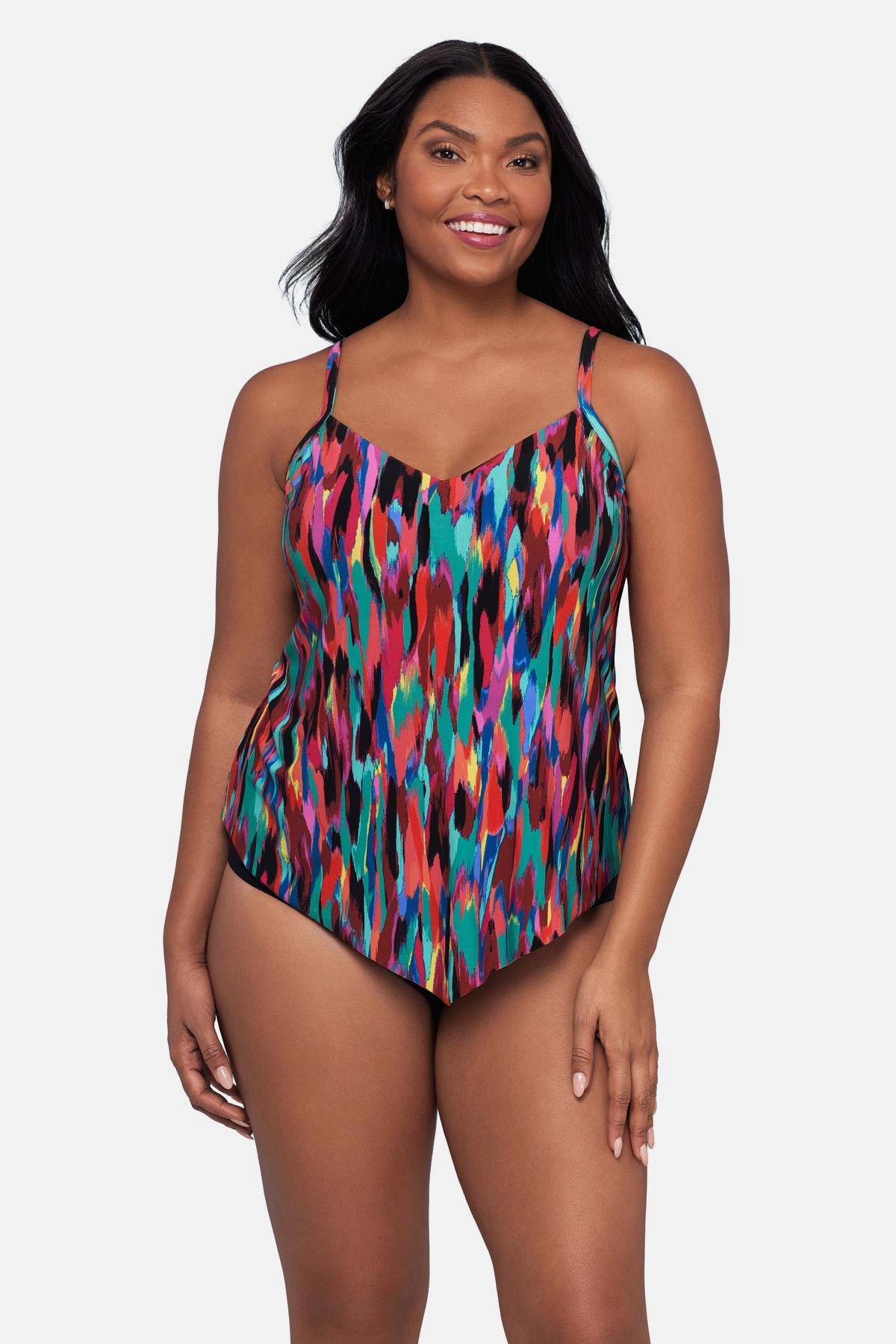 Trimshaper Hank Tankini Top Abstract Mosaic – Longitude Swim