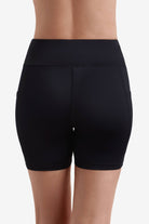 Back view of black yoga swim pants