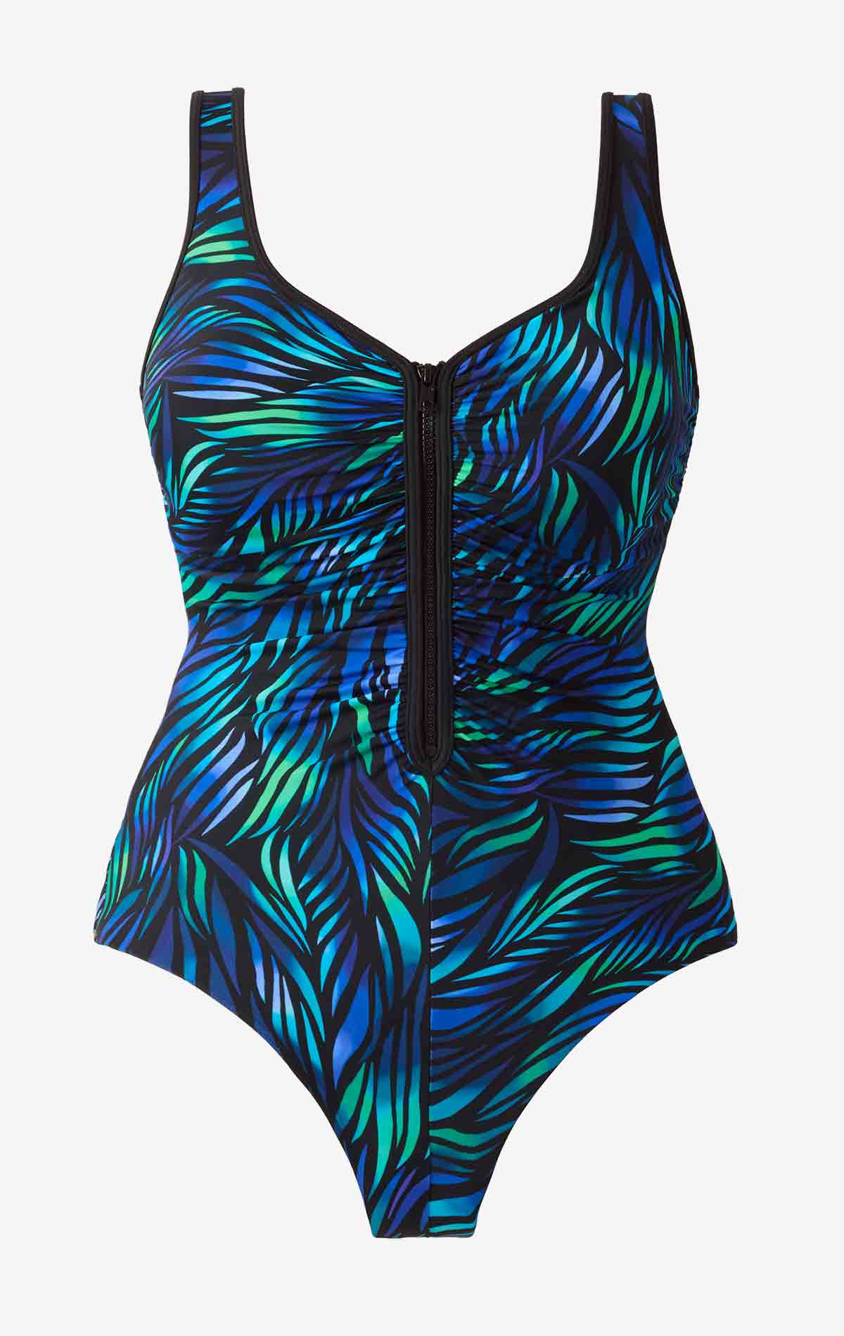 Shapesolver Sport Shirred Zipper Tank One Piece Swimsuit Glazed