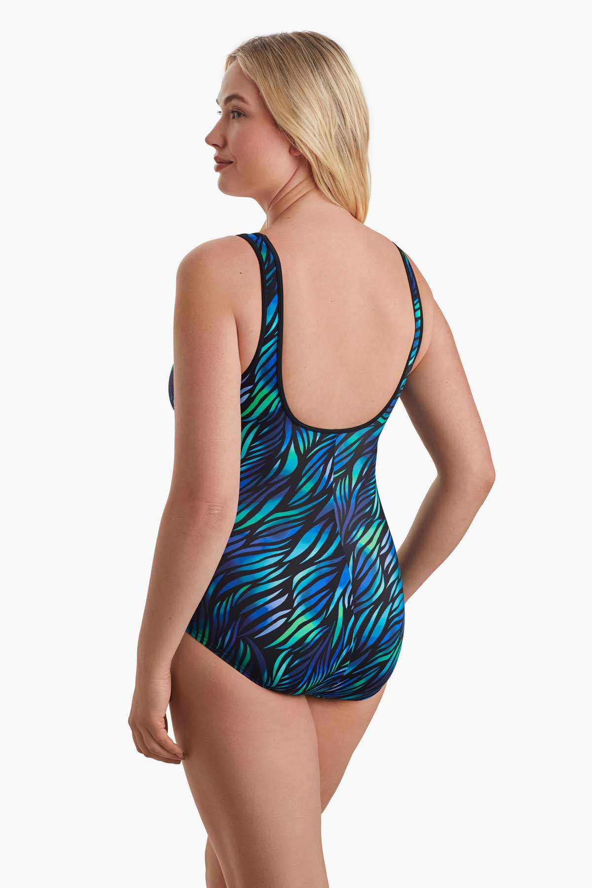 Shapesolver Sport Shirred Zipper Tank One Piece Swimsuit Glazed