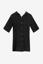 Black short sleeve button up shirt
