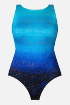 Blue ombre one-piece swimsuit with shimmer detail