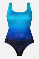 Blue ombre one-piece swimsuit with shimmer detail