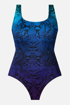 Animal-esque print one-piece swimsuit in blue 
