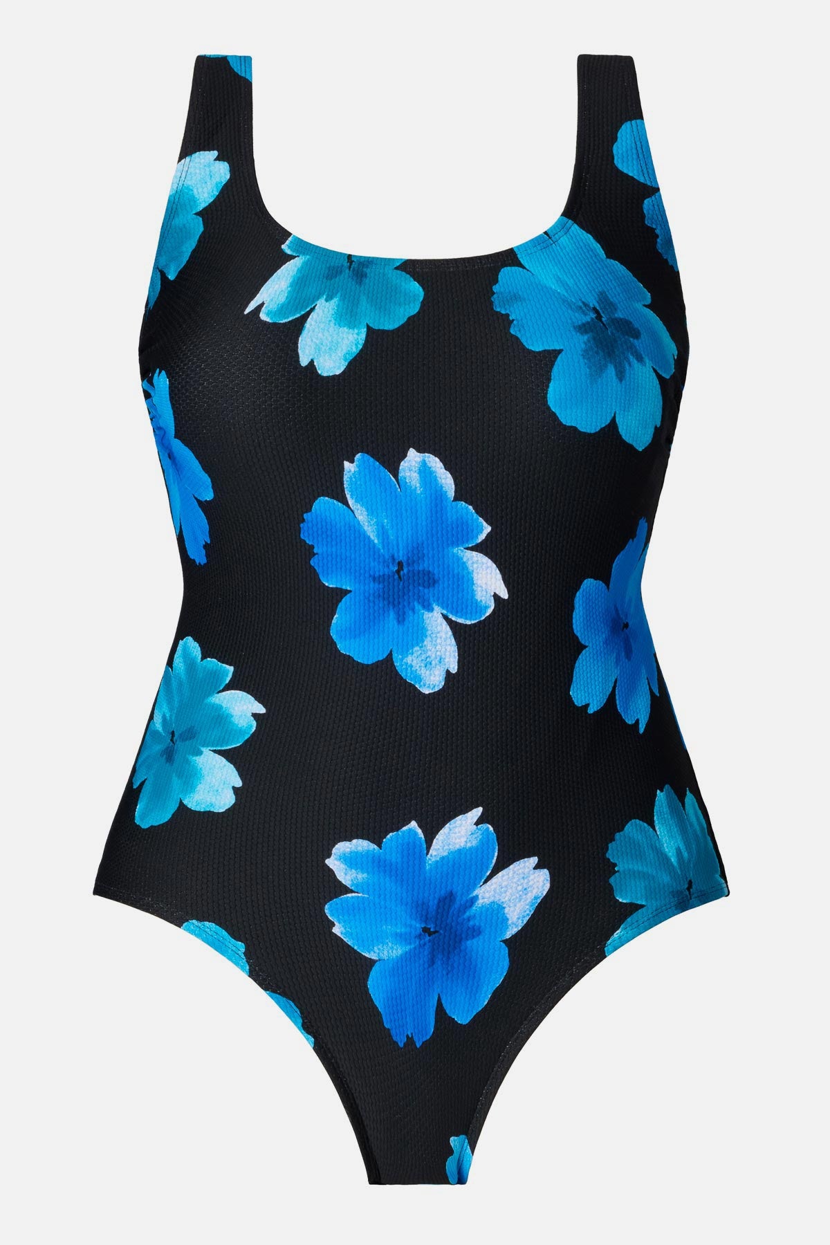 Large blue flowers printed one-piece swimsuit