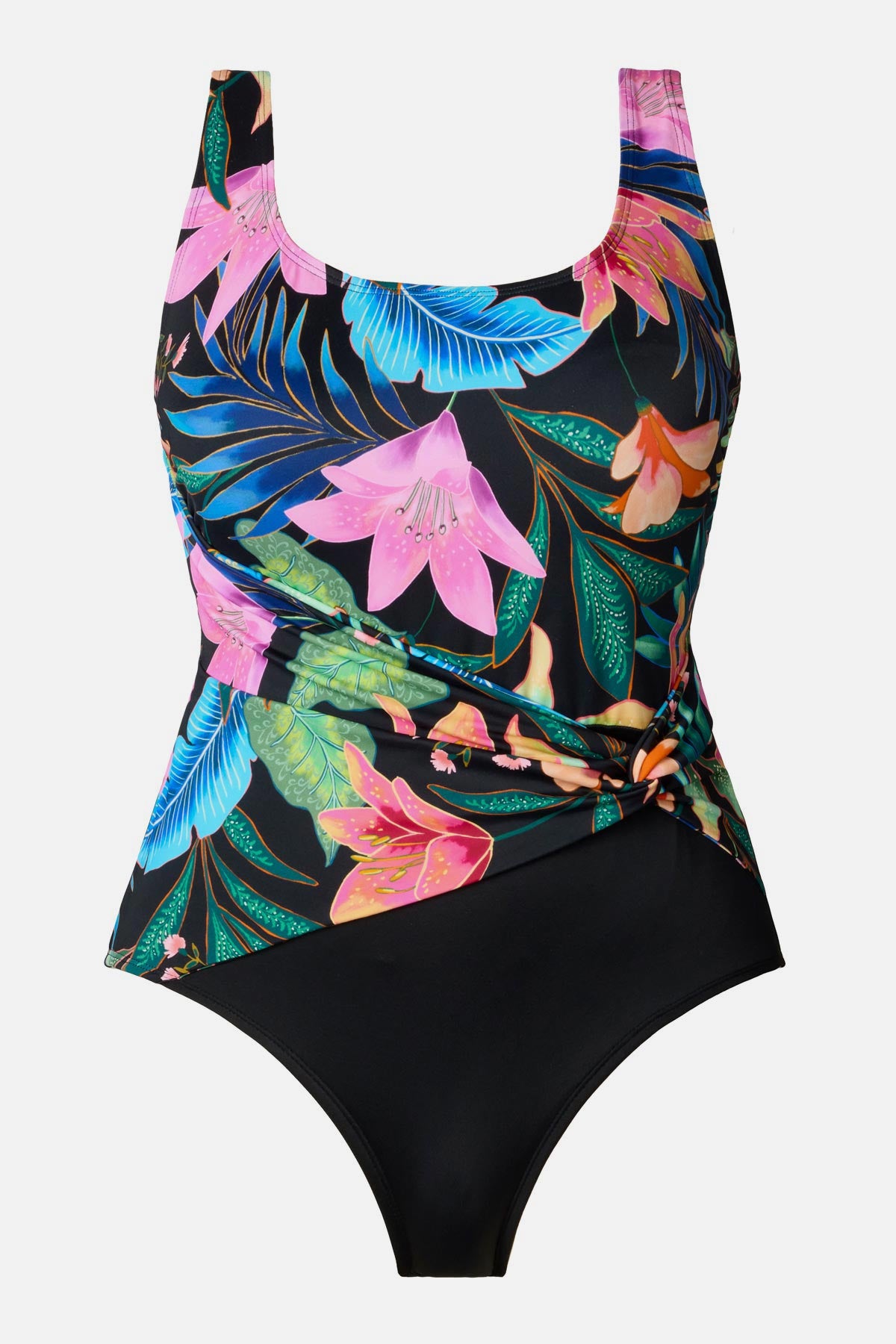 Longitude Long Torso Twist Sash Tank One Piece Midnight Plumeria ...