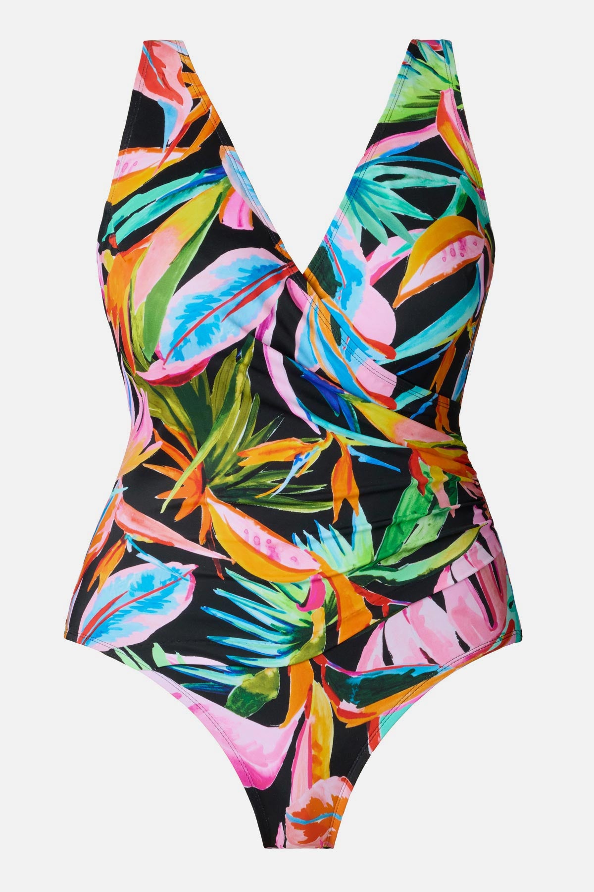 Multicolor palm leaf printed one-piece swimsuit