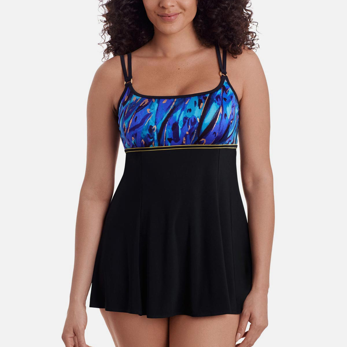 Longitude Long Torso Empire Princess Seam Swim Dress W Hardwear Gilded