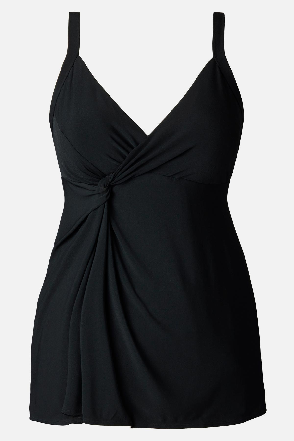 Longitude Long Torso Twist Side Swim Dress Black Solidtude 2.0