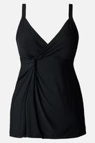 Black swim dress with a v neckline