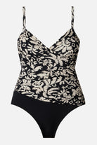 Black and white palm tree printed one-piece swimsuit