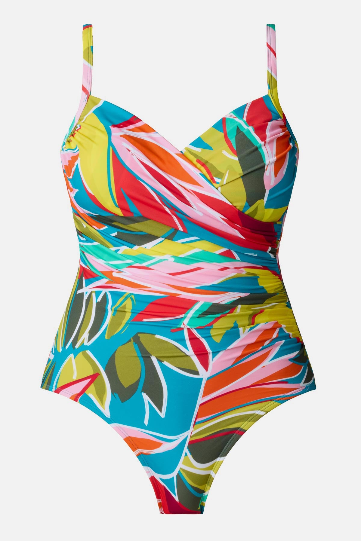Multicolored abstract printed one-piece swimsuit