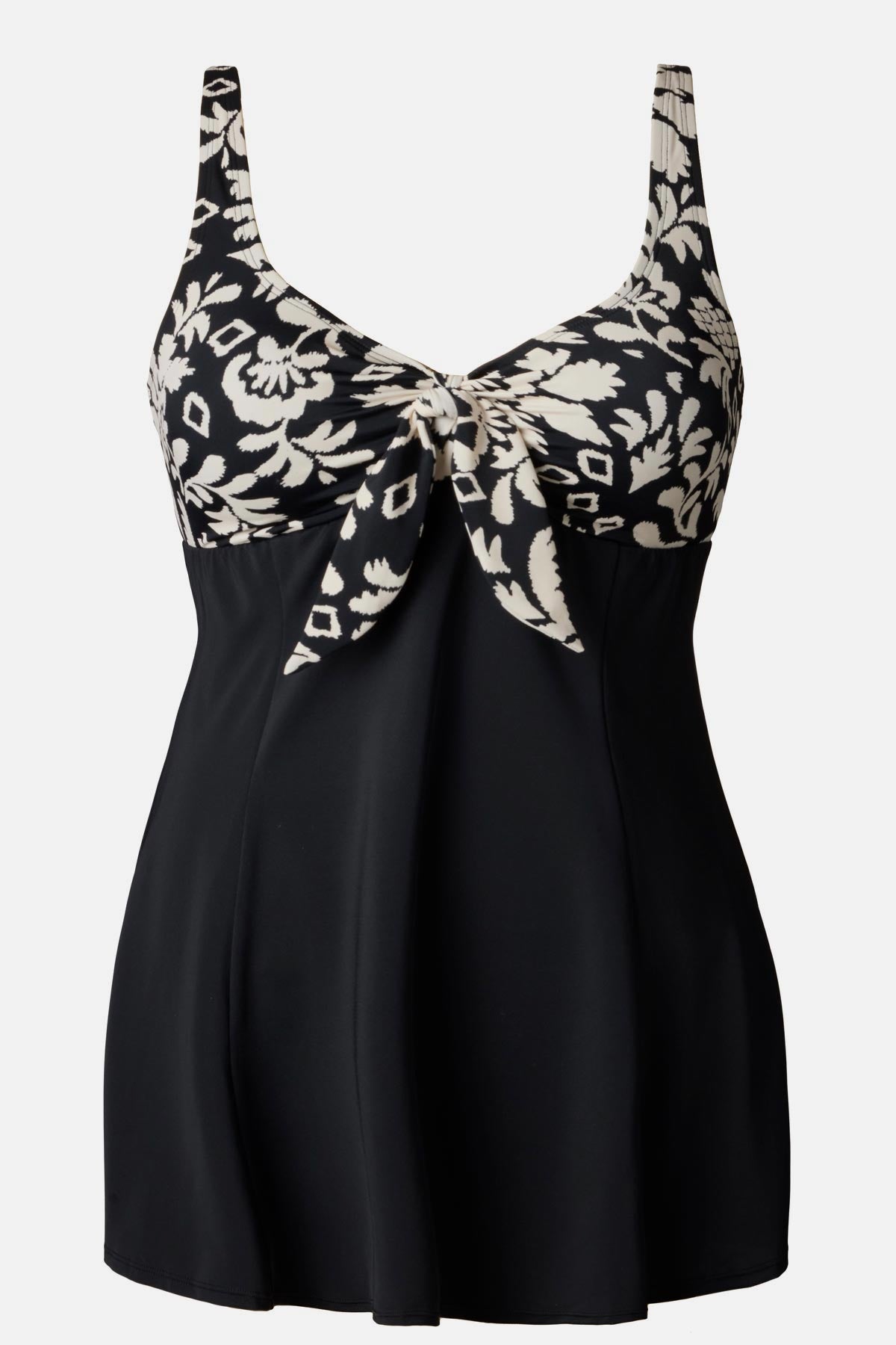 Black and white palm tree printed swim dress