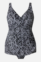 Black and white dot printed one-piece swimsuit