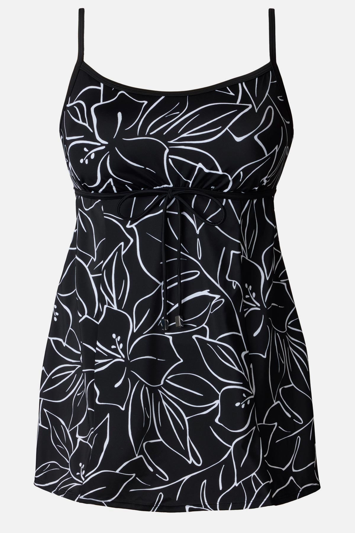 Black and white floral outline printed swim dress