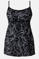 Black and white floral outline printed swim dress