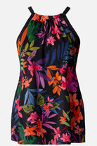 Multicolored floral printed halter swim dress