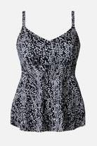 Black and white dotted print tankini top