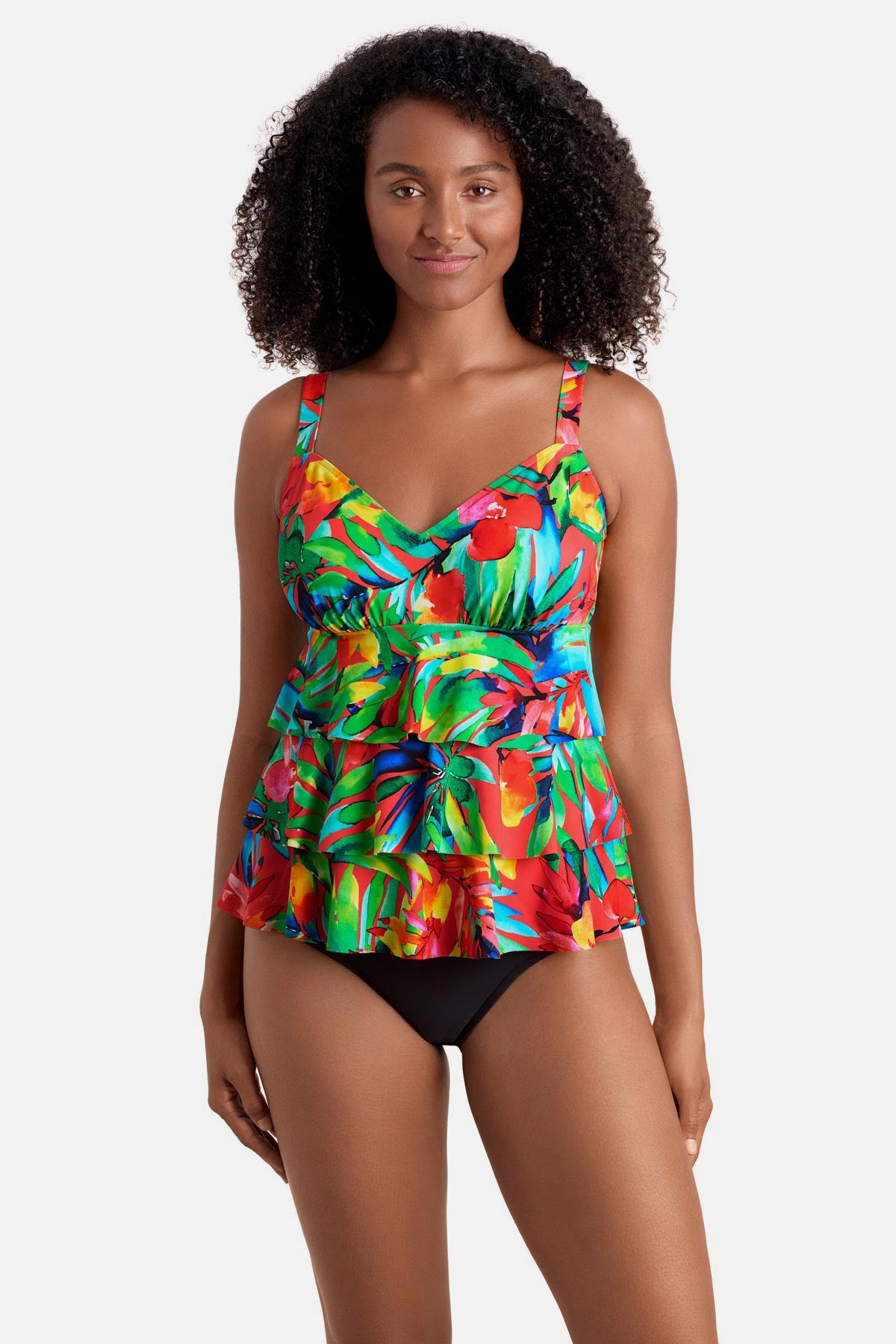 Shape Solver Triple Tier Tankini Top Cherry Grove – Longitude Swim