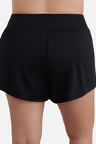 Back view of black swim shorts