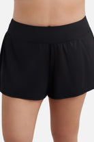 Front view of black swim shorts
