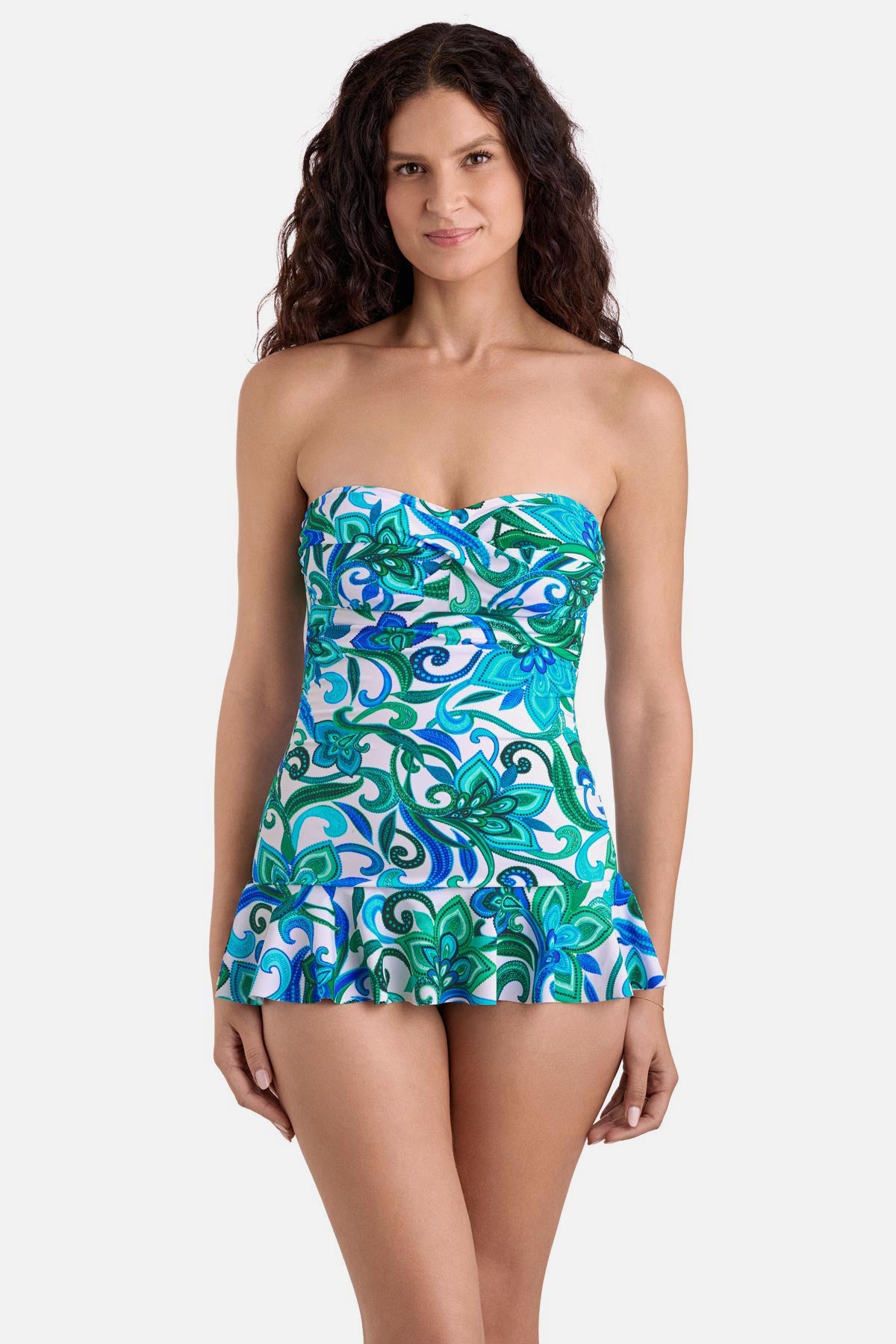 Shape Solver Summer Skirted One Piece Imperial Paisley – Longitude
