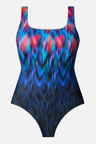 Multicolored tie dye one-piece swimsuit