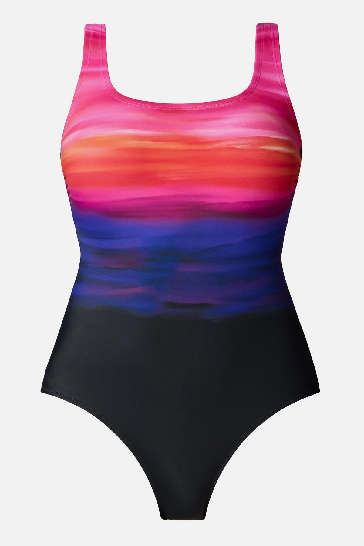 Multicolor gradient one-piece swimsuit with a scoop neckline
