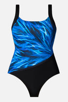Blue electric printed one-piece swimsuit