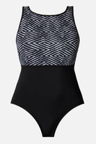 Black and white abstract pattern one-piece swimsuit