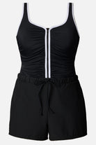 Black and white one-piece swim romper