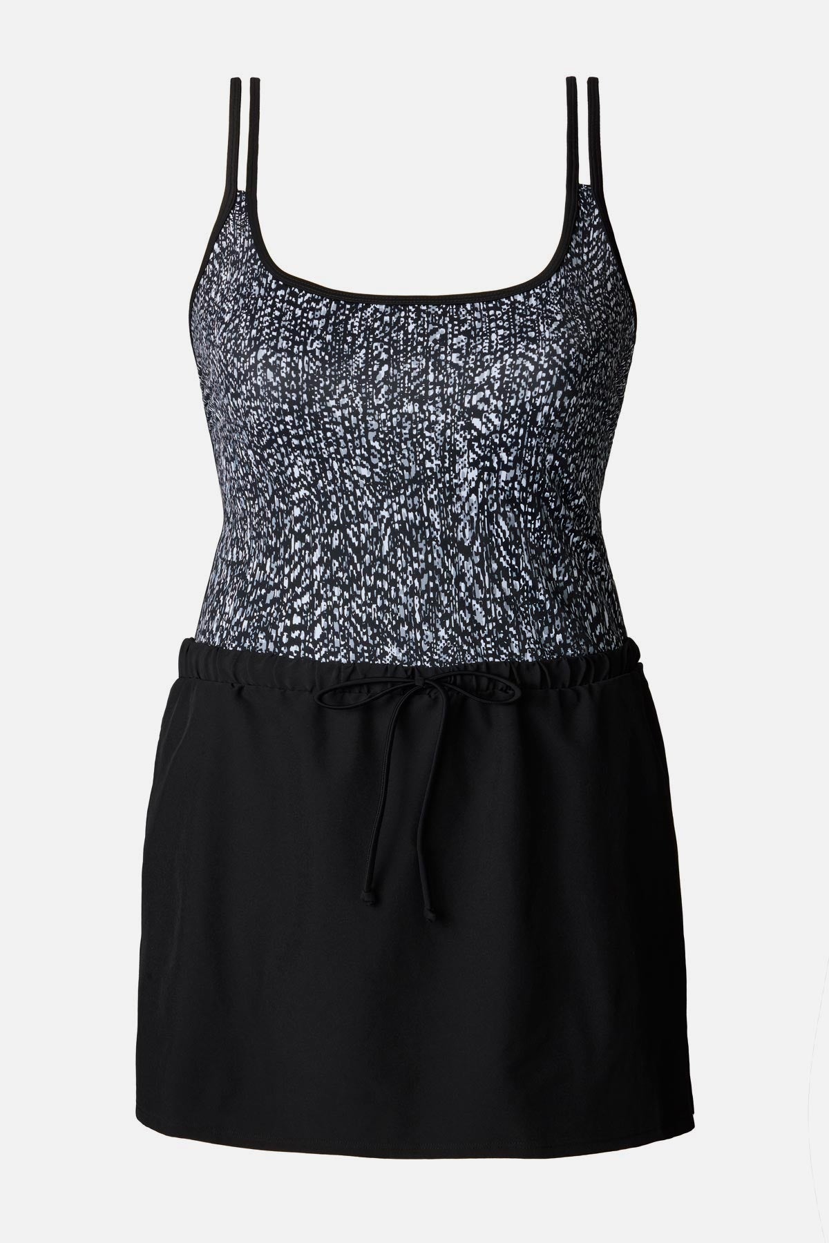 Black and white abstract printed swim dress