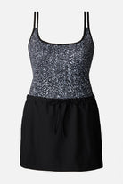 Black and white abstract printed swim dress