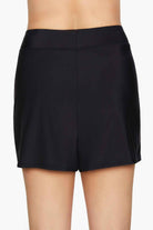 Back view of black swim shorts