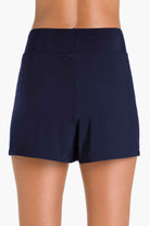 Back view of navy-blue swim shorts