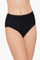 Front view of black swim bottoms