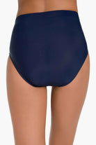 Back view of navy-blue swim bottoms