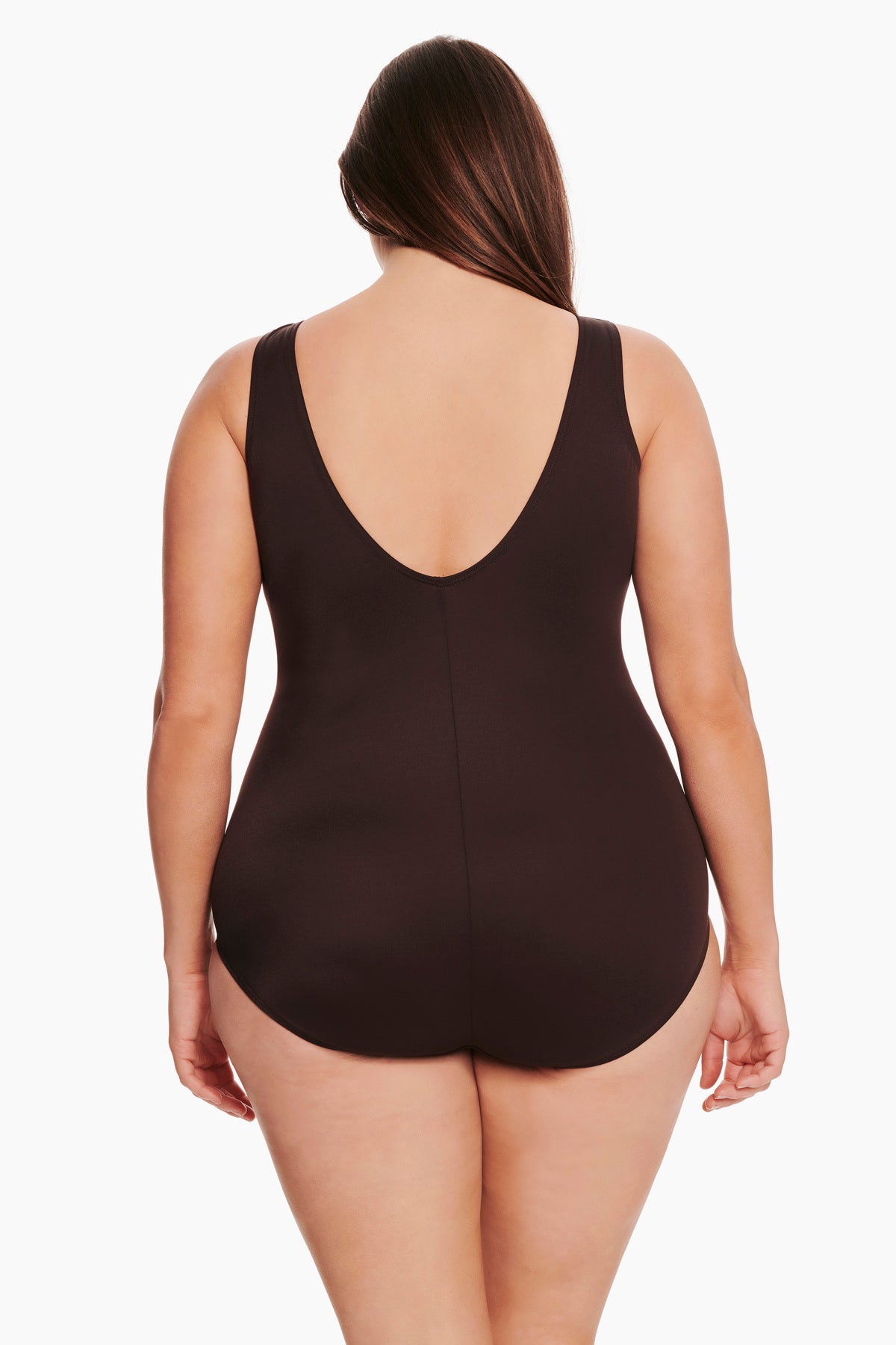 Plus Size Scoopback Highneck Long Torso One Piece Swimsuit Signature S